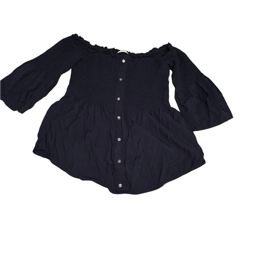 Abercrombie & Fitch Women's Dark Navy Blue Off The Shoulder Top Size Medium